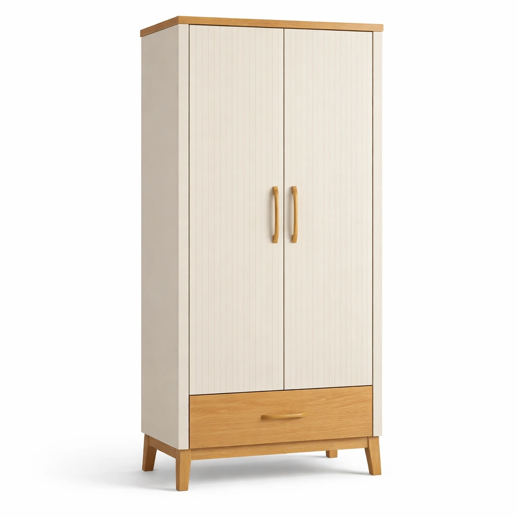 Kleiderschrank mit strukturierter Front und Schublade-Olvique